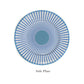 The Azure Blue Dinnerware Collection by Pink House Mustique features a round side plate in fine bone china with a blue and white concentric dotted design, labeled "Side Plate" below the image.