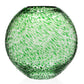 Contemporary vase with a textured, wavy pattern in green and clear glass from the Globe Vase Collection by William Yeoward Crystal, adding a modern touch to colorful decor, displayed against a white background.