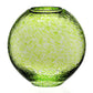 The Globe Vase Collection by William Yeoward Crystal features a round, green-tinted vase with a textured pattern and narrow opening, adding modern elegance against a white backdrop.