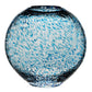 Round glass vase with a textured surface and blue and white marbled pattern from the Globe Vase Collection by William Yeoward Crystal.