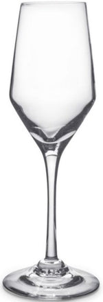 A clear wine glass from the Simon Pearce Vintner Drinkware Collection, featuring a long stem and wide base inspired by Napa Valley winemakers, shown on a white background.