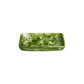 Rectangular soap dish from the Nashi Home Serveware Collection, Forest by Nashi Home, features green marbled resin with gently curved edges and is displayed on a plain white background.