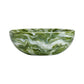 A round bowl from the Nashi Home Serveware Collection, Forest, by Nashi Home, featuring a green and white marbled resin design, photographed on a plain white background.