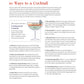 A page from Cocktails Illustrated by Penguin Random House presents 10 creative ways to customize cocktails, features a cocktail formula graphic, and offers expert tips for ingredient swaps and spirit variations—ideal for home mixologists eager to enhance their bartending skills.