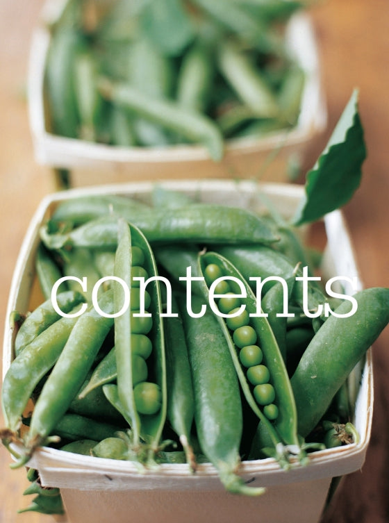 A small basket brimming with fresh green pea pods—some split open to reveal their vibrant peas—captures the effortless charm of “Barefoot Contessa At Home” by Penguin Random House, with the word “contents” overlaid in crisp white lettering as a tribute to Ina Garten’s signature East Hampton style.