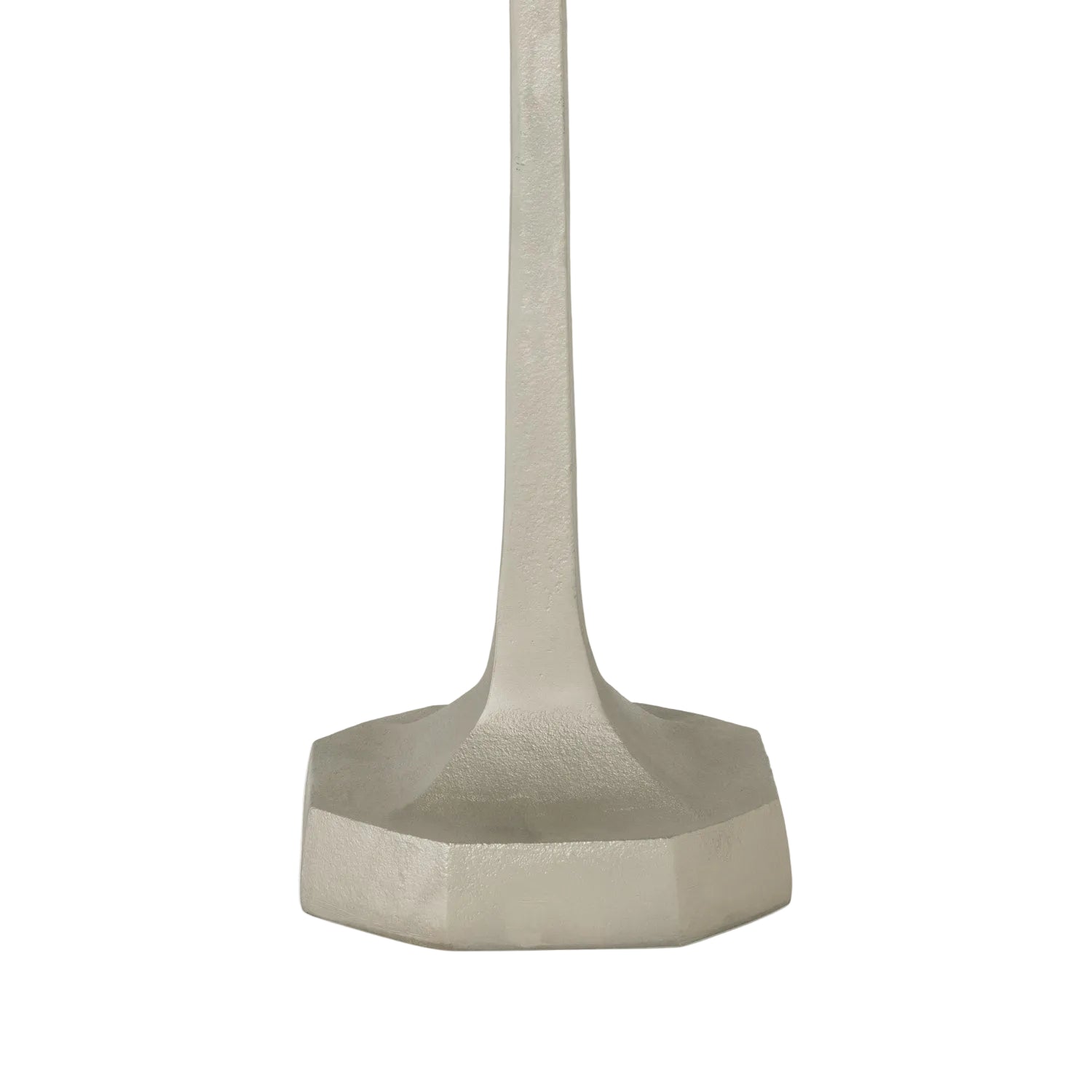 Close-up of the Made Goods Brenna Drinks Table in Antique Silver, showing its textured metal surface and slender stem atop an octagonal base.