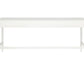 The Conrad Desk by Made Goods is a plain white rectangular table with four straight legs and a flat top, inspired by Chinese console design. At just 14 inches deep, it's ideal for compact spaces and is shown against a white background.