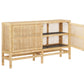 The Isla Narrow Buffet by Made Goods features rattan-cane doors, two interior shelves, and one door that opens to reveal spacious storage inside.