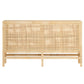The Made Goods Isla Narrow Buffet, a rectangular wooden sideboard with rattan-cane doors and four legs, is shown against a white background.