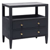 Jarin Nightstand - Dark Navy Faux Belgian Linen, 30"L X 18"W X 30"H