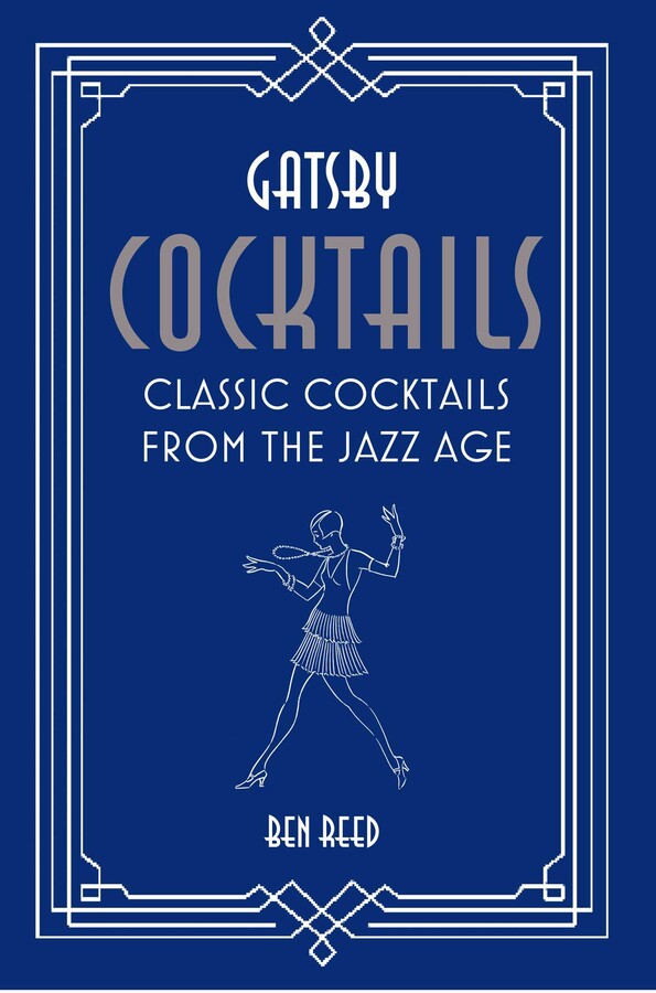 The “Gatsby Cocktails” book from Simon & Schuster features a cover with a line drawing of a woman in 1920s attire holding a cocktail tray—a stylish tribute to classic cocktail recipes and Prohibition-era drinks.