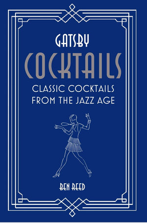 The “Gatsby Cocktails” book from Simon & Schuster features a cover with a line drawing of a woman in 1920s attire holding a cocktail tray—a stylish tribute to classic cocktail recipes and Prohibition-era drinks.