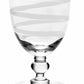 The Bella Bianca Collection by William Yeoward Crystal features clear glass goblets with round bases, decorative stems, and elegant white spiral stripes. California residents: this product may include a Proposition 65 warning.