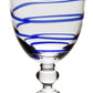 The Bella Blue Collection goblet by William Yeoward Crystal features clear glass, a round base, and a blue spiral detail—an eye-catching addition to any colourful glass or wine glass collection.