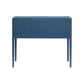 The Made Goods Londyn Buffet is a rectangular blue piece with four slim legs and a subtle traditional style, shown against a white background.
