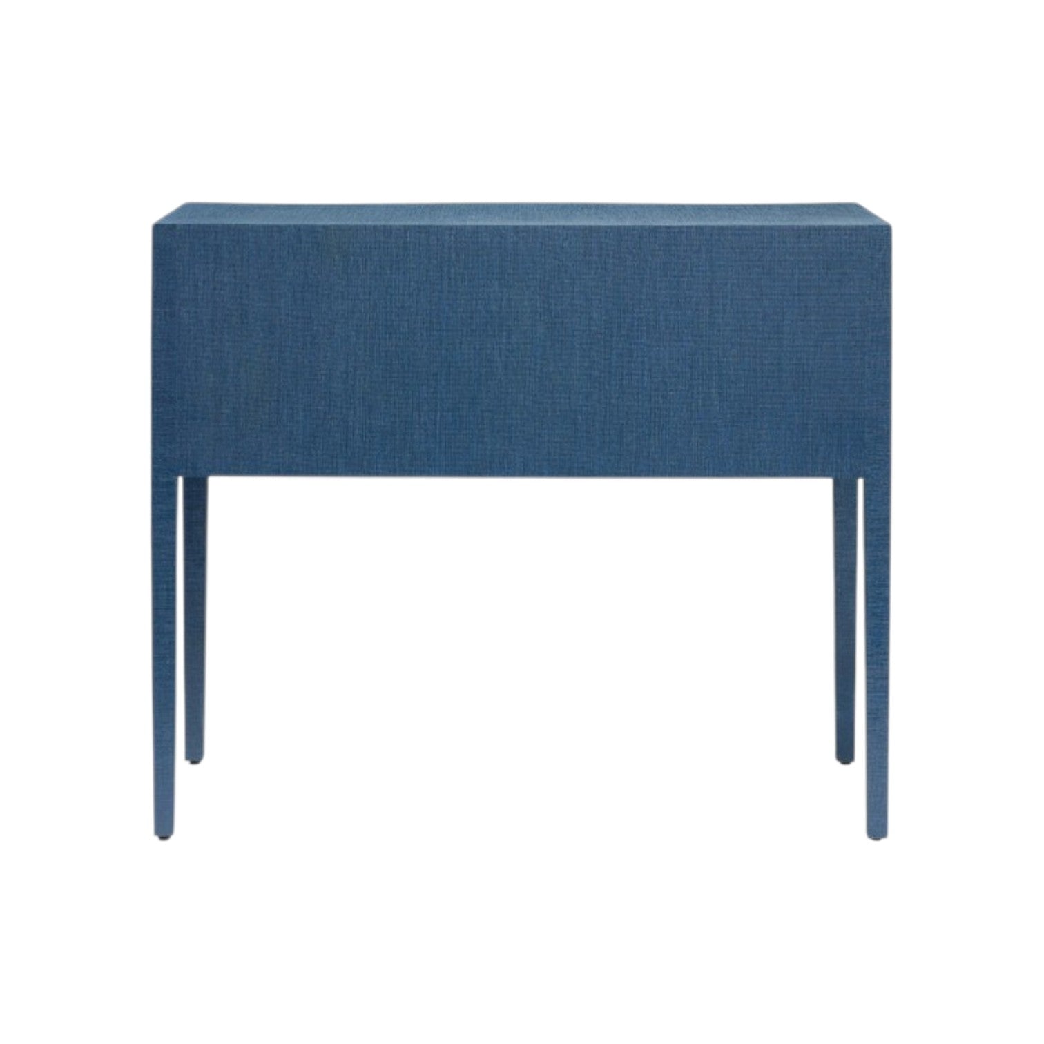 The Made Goods Londyn Buffet is a rectangular blue piece with four slim legs and a subtle traditional style, shown against a white background.