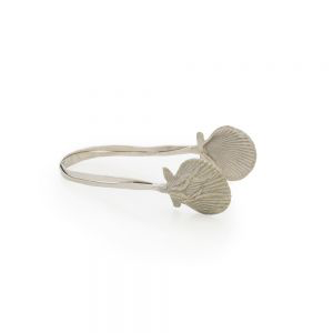 A textured silver ring with two overlapping leaf-shaped designs from the Michael Aram Ocean Reef Serveware and Barware Collection, shown on a plain white background.