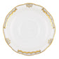 White porcelain saucer from the Herend Princess Victoria Gray Collection by Herend, featuring a scalloped edge, gold trim, and decorative border inspired by classic Herend designs.