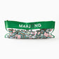 The Oh My Mahjong Stitched Bag from Oh My Mahjong is a stylish green bag labeled "MAHJONG," featuring a zippered top and a clear bottom section to hold your Mahjong tiles in style.