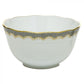 A bowl from the Herend Fish Scale Gray Collection, featuring a white ceramic base with an exquisite scalloped gold and gray design along the rim, reminiscent of classic Herend porcelain, displayed against a plain background.