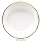 The Herend Gwendolyn White and Gold Collection features a white soup bowl with a subtle scalloped edge and thin 24k gold trim, perfect for those with artistic appreciation.