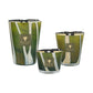 The Baobab Woods Sherwood Candles by Baobab, in glass containers with green and white leaf designs and black tops, bring the lush tranquility of the English countryside to your home.