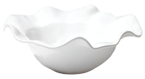 The Beatriz Ball Vida Havana Melamine Bowl Collection features a white medium bowl with a wavy, ruffled edge—crafted in luxury melamine for an elegant touch, shown against a plain white background.