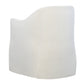 The Jennifer Dining Chair by Hickory Chair is shown from the back at an angle, featuring a smooth, curved design, tailored white upholstery, and a plush spring-down seat cushion for added comfort.
