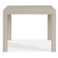 The Highland House Parsons Game Table features a square design in alabaster cerused oak with four straight legs, shown from the front against a white background.