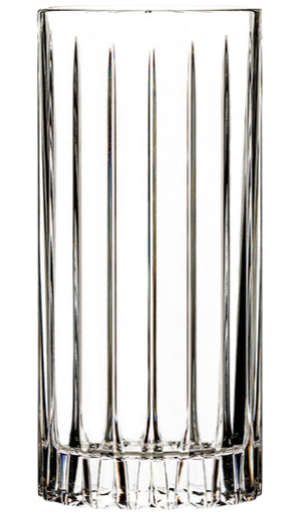 The Tryst Acrylic Drinkware Collection by Bold features a tall, clear acrylic tumbler with vertical ridges, shown unfilled against a white background. Unbreakable and stylish, it blends durability with modern design.