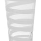 The Bella Bianca Collection tumbler by William Yeoward Crystal features clear glass, a wide base, and an elegant white spiral stripe. Proposition 65 warning: Contains chemicals known in California to cause cancer or reproductive harm.