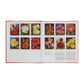 The Rose Book by Phaidon is opened to show botanical illustrations of iconic rose varieties on both pages, each accompanied by descriptive text below and alongside the images.