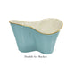 A blue and white ceramic double ice bucket with a gold rim from the Beatriz Ball Encanto Turquoise Serveware Collection, displayed on a white background and labeled "Double Ice Bucket.