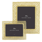 The Michael Aram Love Knot Gold Frame Collection features two gold lattice-patterned frames of different sizes, each with a "Michael Aram" signature card, symbolizing unity in their elegant design.