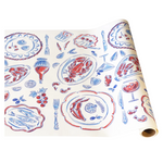 The Hester & Cook Seaside Party Runner features red and blue seafood illustrations on white—ideal as nautical table decor or a festive table runner for your seaside celebration.