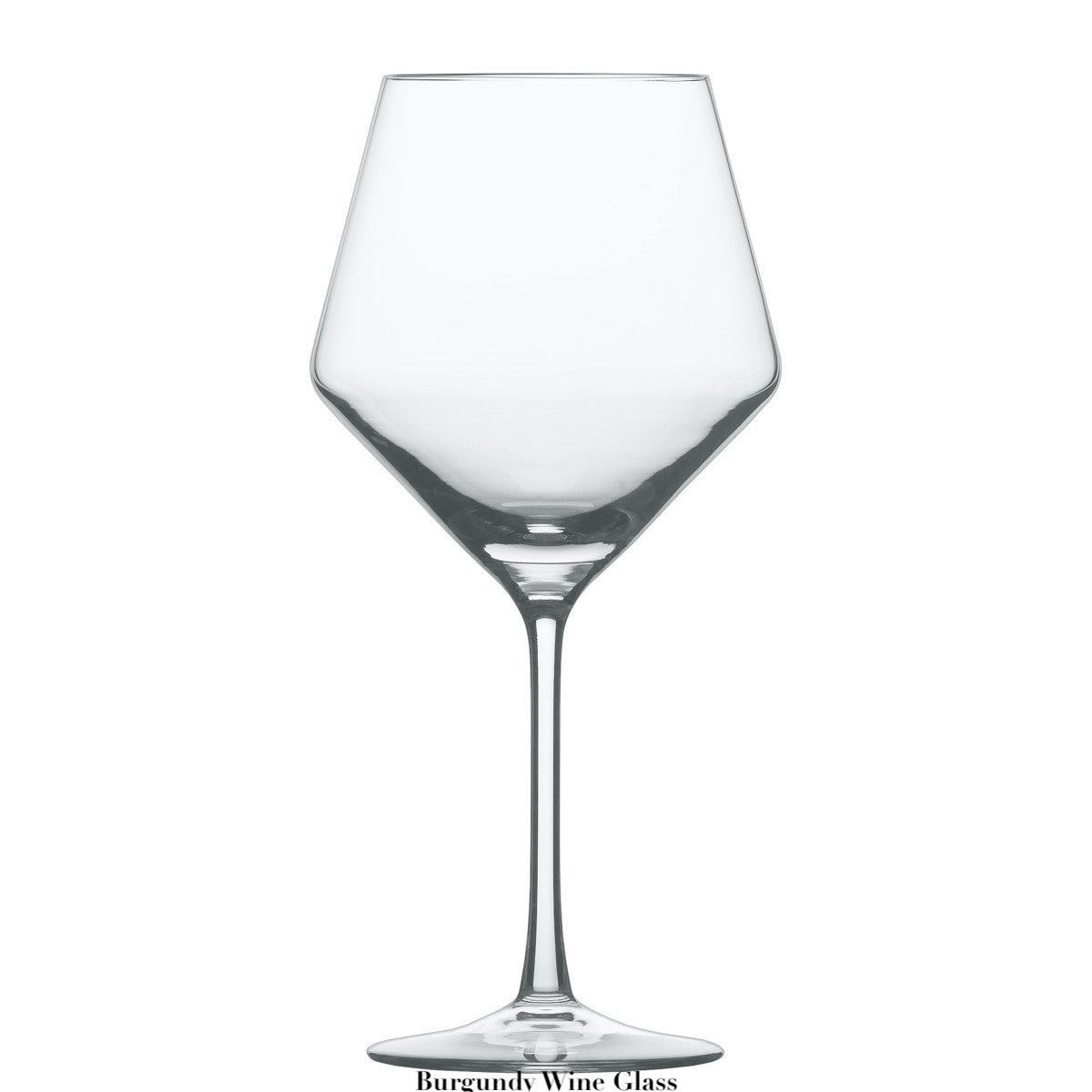 The Fortessa Pure Collection burgundy wine glass features a wide bowl and long stem, crafted from pure glassware and photographed on a white background for sleek, postmodern tabletop aesthetics.