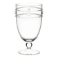The Juliska Isabella Clear Acrylic goblet, featuring a textured rim and a short stem with a footed base, is perfect for adding a touch of elegance to your Al Fresco Collection.