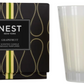 The Nest Grapefruit Candle Collection fills your space with a refreshing scent. Housed in a clear glass holder, it comes alongside its elegant black and gold patterned box.