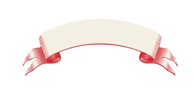The Hester & Cook Classic Red Banner Table Accent features a blank beige banner with red ribbon ends, curved upward against a white background—ideal as a Christmas table decoration or custom message table banner.