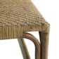 Close-up of the Underhill Coffee Table by Arteriors, featuring a natural wood frame and a woven herringbone rattan pattern that highlights the detailed craftsmanship.