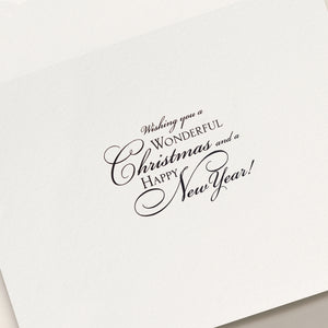 Share festive joy with the Crane Holiday Penguins Card Set—a charming white card featuring playful penguins and elegant script wishing, "Wishing you a wonderful Christmas and a Happy New Year!" Perfect for spreading cheer this season.