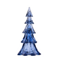 Juliska Berry & Thread Evergreen Tree Collection: Blue glass figurine shaped like a stylized Christmas tree with tiered branches, reminiscent of the signature Berry & Thread design—perfect for adding charm to holiday tables. Isolated on a white background.