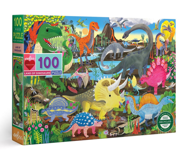 eeboo Land of Dinosaurs 100 Piece Puzzle