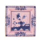 The Oriente Italiano Azalea Serveware & Decor Collection by Ginori 1735 features a rectangular porcelain plate with a pink background, blue floral and landscape designs, and a decorative border—ideal for elegant home decor.