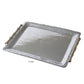 The Beatriz Ball Garden Bamboo Rectangular Tray Collection features a large silver aluminum tray with a textured surface and bamboo-inspired handles, making it an elegant decorative serving piece.