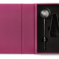 The PrintWorks Tea Tool Set includes a stainless steel tea infuser, metal tongs, and a stirring stick, each in its own slot within black foam, all packaged in a pink box—an ideal kit for tea enthusiasts.