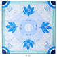 The Oh My Mahjong Mat Collection by Oh My Mahjong offers a durable, non-slip neoprene mat with a blue and white floral design. It has spaces for "Dragons," "Walls," and "Pong," plus game instructions printed around the border.