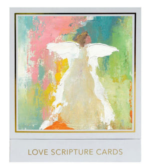 Anne Neilson: Love Scripture Cards features an ethereal angel in white with wings on a pastel background, paired with inspiring scripture text. This Anne Neilson creation brings hope and tranquility to any space.