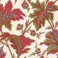 The Caspari Paisley Leaves Ivory Collection features a cream background adorned with large, intricate red, green, and purple leaves—perfect for elegant table settings or matching with party supplies.