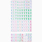 A grid of stylish Mahjong tiles with pastel symbols and patterns, neatly arranged on a white background labeled "Mahjong Tile Collection" by Oh My Mahjong at the bottom.